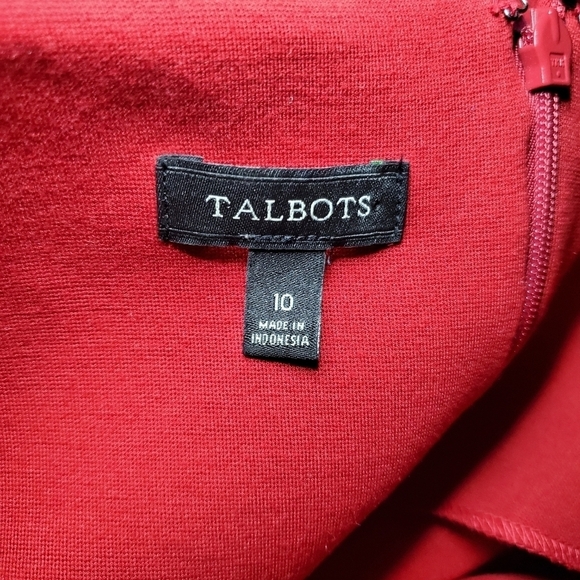Talbots Scoop Neckline Shift Dress Short Sleeves Business Career Red 10 - Picture 9 of 9